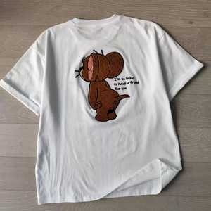 Nuova maglietta ricamata con cartoni animati <span class=keywords><strong>di</strong></span> <span class=keywords><strong>Tom</strong></span> <span class=keywords><strong>e</strong></span> <span class=keywords><strong>Jerry</strong></span>, vestibilità ampia, casual, per tutti i giorni - Product Image 3