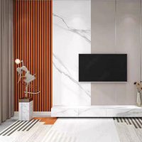 Panel WPC Modern Solusi Dinding Interior Bergaya yang Dapat Disesuaikan Papan UV Dinding Latar Belakang TV Veneer Kayu Tanpa Sambungan Tahan Kelembapan 5