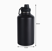 Bouteille d'eau isotherme en acier inoxydable à double paroi de grande capacité 64 oz, type gobelet sous vide avec différents types de couvercles