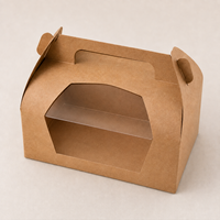 Boîte à gâteau en papier kraft brun naturel, écologique, de qualité alimentaire, avec logo personnalisé, pour pâtisserie, dessert, à emporter, avec poignée