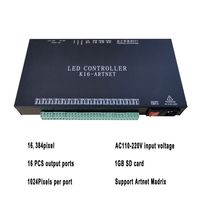 Controlador LED JIUAN K16 Artnet de 16 Puertos Direccionables y Programables, 16384 Píxeles, DMX512, AC110-220V, 4W, Control de Iluminación Manual, Metálico
