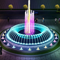 Fuente de Agua Danzante Redonda Pequeña de Acero Inoxidable para Jardín y Patio, con Música y Decoración para Exteriores