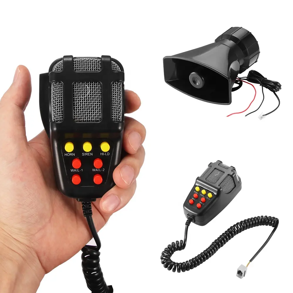 Police Siren Horn, Electric Safety Alarm, Car Siren, 12V, 7 Tones