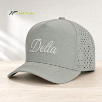 Casquette de baseball personnalisée pour homme, 5 panneaux, logo brodé en nylon, perforations découpées au laser, casquette de baseball imperméable, sport