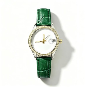 Reloj de Mujer con Esfera Lisa, Ventana de Fecha, 6 Colores, Correa de Cuero de Bambú para Regalo Promocional Corporativo - Product Image 2