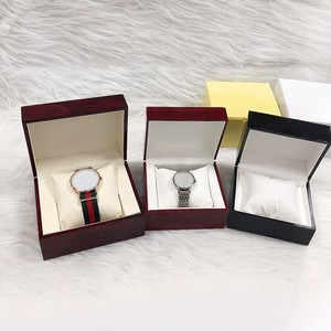 Rectangle <b>Wood</b> <b>Watch</b> Box With Cotton Inner Snap Closure Protective Case - Product Image 1