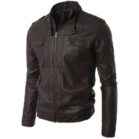Nouvelle veste en cuir matelassée slim fit pour homme, imperméable, respirante, élégante, avec fermeture éclair, plusieurs poches, écologique