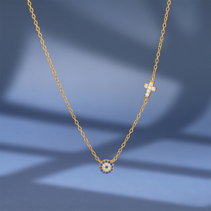 Collar de Plata con Colgante de Ojo Azul con Circonita y Diamantes Chapados en Oro de 18k para Mujer, Marca CANNER - Product Image 2