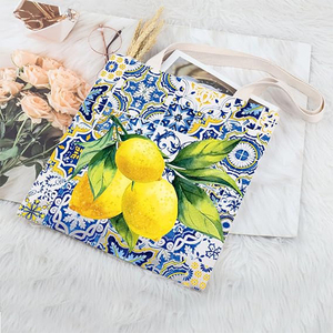 Cadeau des îles italiennes réutilisable écologique Promotion citrons frais sac fourre-tout sud de l'Italie dames voyage Shopping sac de plage - Product Image 4