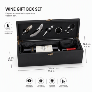 Wine Wooden Gift <b>Box</b> Pine MDF Sliding Lid Laser Engraved Single Double Bottle Sommelier <b>Tool</b> Set Winery Gift Case Factory - Product Image 5