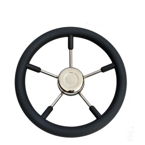 Accessoires de bateau, matériel marin, volant en acier inoxydable noir avec mousse PU et poignée antidérapante pour yacht - Product Image 2