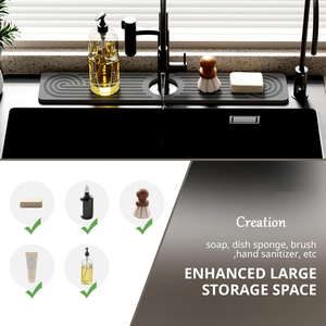 Lavello ad asciugatura istantanea paraspruzzi 15.8 "Diatomite Super assorbimento d'acqua in pietra lavello vassoio assorbente tappetino per rubinetto - Product Image 6