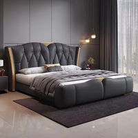 Ensemble de meubles de chambre à coucher de luxe haut de gamme cadre de lit King Size moderne lit double rembourré en cuir souple Queen pour chambre à coucher hôtel
