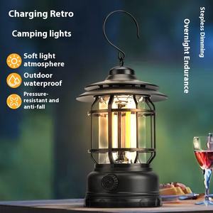 Vintage Rechargeable LED Rétro Camping Lanterne En Plein Air Randonnée Lumière Réglable Luminosité Portable Voyage Lampe - Product Image 2