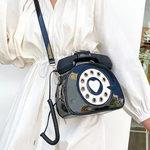 Trendleri ürünleri moda sevimli Retro gerçek sabit telefon telefonu çanta parti Crossbody çanta arama kulaklık kablosu