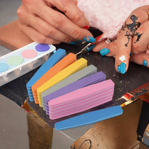 Grosir dua sisi penyangga kuku sekali pakai setengah bulan produsen pola lurus spons kikir seni kuku manikur - Product Image 3