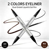 Crayon Eyeliner Double Pointe Marque Blanche Liquide & Gel 2-en-1 Imperméable Longue Tenue Fini Mat Noir et Marron Cosmétiques Yeux