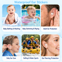 Autocollants d'oreille en gel de silicone et film PU imperméables, transparents, fins et doux pour la natation, le bain et la douche (vente en gros)
