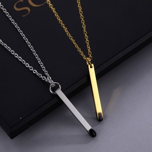 Collar de Acero Inoxidable con Diseño de Barra de Cerillas, Joyería de Moda Personalizada al por Mayor de Fábrica, Collar Dorado para Hombres y Mujeres - Product Image 3