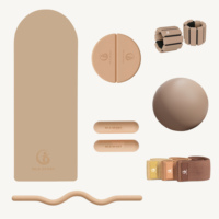 Tapis de yoga ovale en caoutchouc naturel PU, marque privée, avec accessoires de Pilates et barres de barre, incluant poids de cheville et haltères