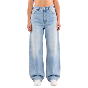 Customs <b>Women's</b> High Waist Dark Brown Straight <b>Jeans</b> Loose Fit Breathable Denim Solid Print Casual Rivet Custom Logo Summer - Product Image 4