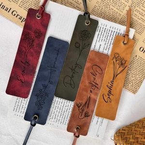 Cross-border in-stock creative PU leather <b>bookmarks</b>, handmade, engraved, simple retro reading markers. - Product Image 3