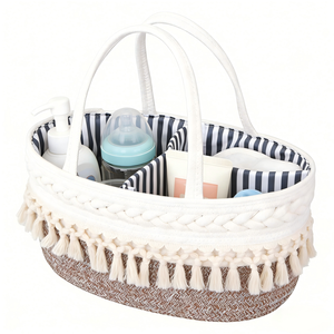 Cesta de Almacenamiento Nórdica de Cuerda de Algodón con Borlas y Divisores para Organización de Cuarto de Bebé, Venta al por Mayor, Personalizable, Certificación OEM CPC - Product Image 1