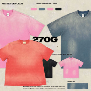 T-shirt épais <span class=keywords><strong>de</strong></span> votre propre marque, 100 % coton <span class=keywords><strong>de</strong></span> haute qualité 300 g, délavage acide, impression DTG, design personnalisé, t-shirts vierges vintage pour hommes - Product Image 3