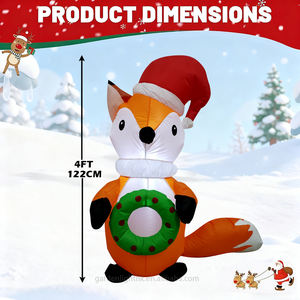 Decoraciones Inflables Navideñas Iluminadas para Interiores y Exteriores, Zorro de 4 Pies con Corona Navideña para Decoración de Jardín, Césped, Hogar y Fiestas - Product Image 3