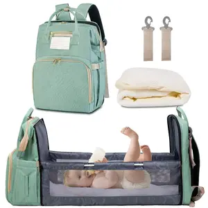 Backpack Nappy Bag Multi Function Extra Large Capacity Diaper Backpack Nappy Bag With Foldable Baby Bed Bassinet