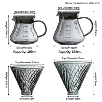 Pichet à café en verre Kingze 600 ml, résistant à la chaleur, pour le café à filtre, pot à café pour le partage, pour la maison, le bureau, le camping