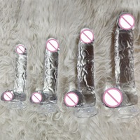 Juguete Sexual al por Mayor para Mujeres, Dildo Grande, Masturbación, Pene Artificial, Juguetes Sexuales para Adultos, Dildo de Cristal, Pene de TPE Transparente