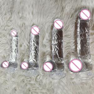 Jouet sexuel en gros pour femmes, gros gode, masturbation, pénis artificiel, jouets sexuels pour adultes, gode en cristal, TPE, pénis transparent - Product Image 3