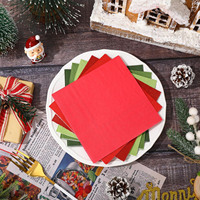 Serviettes de cocktail rouges 2 plis, serviettes en papier colorées jetables, douces et absorbantes, pour mariage, fête, restaurant