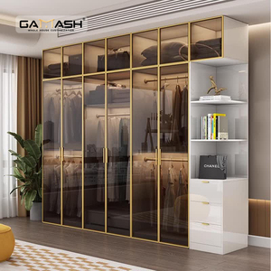 Guardaroba moderno di lusso a forma di <span class=keywords><strong>L</strong></span> squisita cabina <span class=keywords><strong>armadio</strong></span> integrata con porta In vetro - Product Image 6
