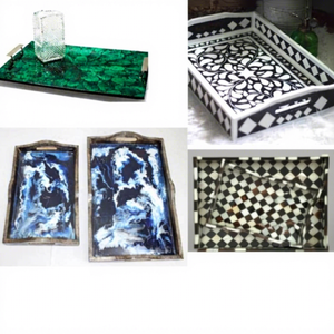 Hot Design Eco Friendly Household Sustainable Decorative Multifunctional Durable Bone Inlay Dishwasher <b>Microwave</b> Serving Tray - Product Image 1