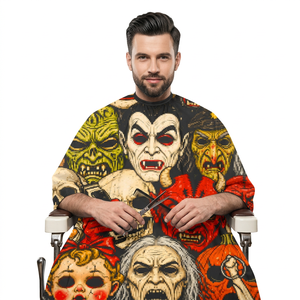 ผ้าคลุมตัดผมแบบกันน้ำ 16Bit Horror Masks PRO พร้อมสายรัดคอแบบยืดหยุ่น ปิดผนึกด้วยกระดุม ผ้าคลุมตัดผมสำหรับร้านทำผม ผ้าคลุมตัดผม 3 มิติ - Product Image 2