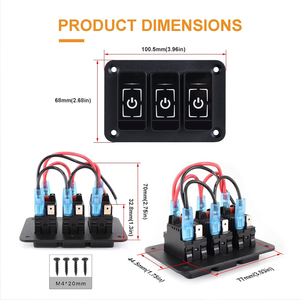 Không thấm nước cảm ứng chuyển đổi bảng điều khiển 3 gang 12-24V dễ dàng cài đặt cho tàu ngầm thuyền RV du thuyền tàu biển thiết bị hải lý - Product Image 6