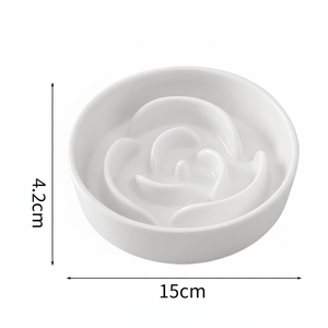 ชามอาหารเซรามิกรูปกุหลาบสีขาวขนาดเล็กสำหรับสุนัข - Product Image 1