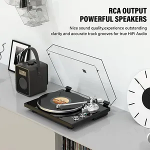 Tourne-disque à courroie pour lecteur de disques vinyles, sortie Bluetooth, préampli phono intégré, sortie numérique USB, 33/45 tours par minute - Product Image 6