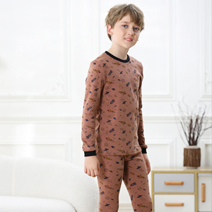 Vente en gros de vêtements de maison en coton mignon à la mode sous-vêtements à manches longues ensemble 2 pièces pyjama pour enfants - Product Image 1