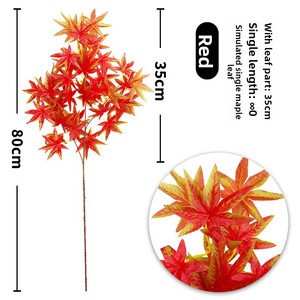 Flores artificiales de hoja de arce rojo, ramas de Otoño de plástico sedoso para paisajismo interior, decoraciones navideñas para el hogar y la Oficina - Product Image 6
