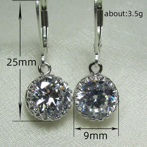 Boucles d'oreilles pendantes en or blanc, serti de cristaux ronds, bijoux de mode classiques pour femmes, pour mariage, E2634 - Product Image 4