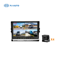 Kit de caméra de véhicule PJAUTO Heavy Duty 10,1 pouces AHD IPS avec écran tactile, système de surveillance DVR 4 canaux avec enregistrement pour camions, bus et flottes