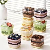 Boîte à emporter carrée transparente pour gâteau à la crème, mousse mille-feuilles, épaisseur 5 mm, emballage jetable pour gâteau, estampage alimentaire
