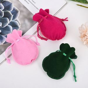 Pochette d'emballage de bijoux en velours double couche recyclable de luxe personnalisée, fermeture à cordon, couleur rose, taille personnalisable, cadeau artisanal - Product Image 3