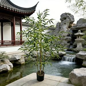 Planta artificial de bambú en maceta, bonsái artificial de bambú - Product Image 5