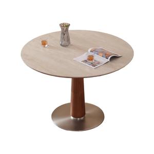 Table à manger en bois durable, écologique et faite à la main, avec plateau circulaire en pierre et pieds en bois, pour cuisine, restaurant, salle de bain, hôtel - Product Image 5