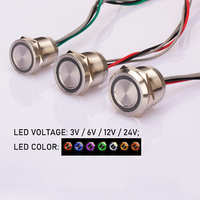 Interrupteur Électrique Piézoélectrique Étanche IP68 en Métal, Acier Inoxydable, 19mm, 25mm, 22mm, Illuminé