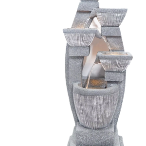 Tùy chỉnh 3-Tier Bronze LED vườn boong đài phun nước đá tự nhiên Tính năng nổi nhựa nhân tạo Sphere lớn ngoài trời - Product Image 1